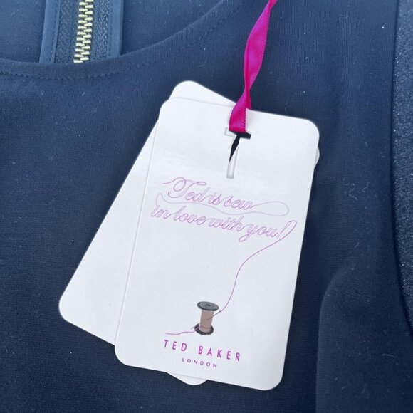 Ted Baker Womens 8 Dress Fit Flare Black Evening Sleeveless Cocktail Party NWT - Picture 6 of 15